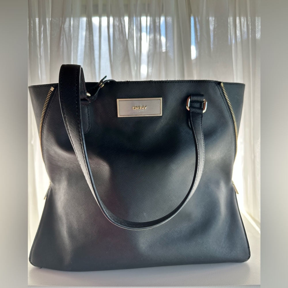 DKNY Black Tote with Gold Accents